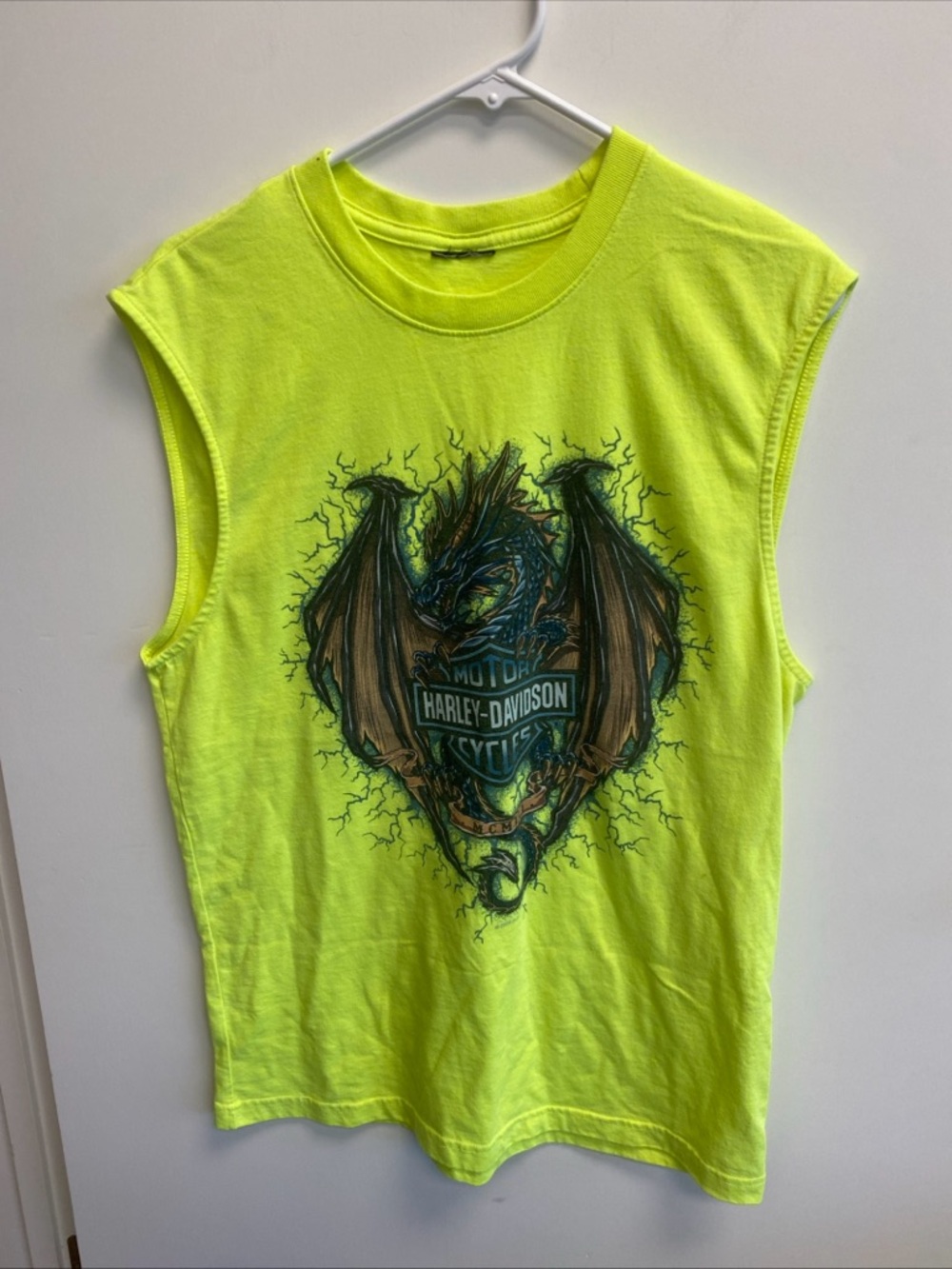 Harley-Davidson Kids Neon Yellow Dragon Muscle Tank